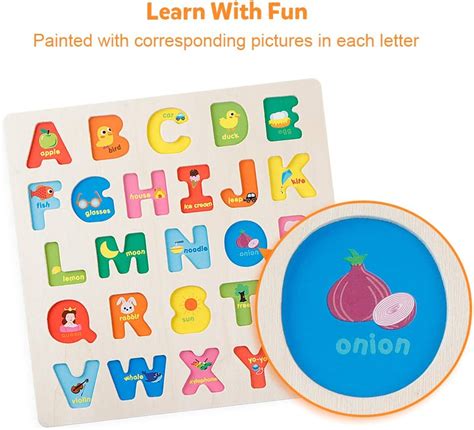 Buy Coogam Wooden Alphabet Puzzle Abc Letters Sorting Board Blocks