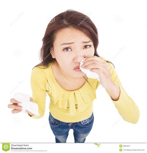 Asian Young Woman Having Runny Nose With Tissues Stock Image Image Of