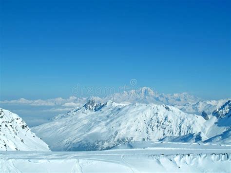 Snowy Mountain Range French Alpes Stock Photo Image Of Alpes Bright