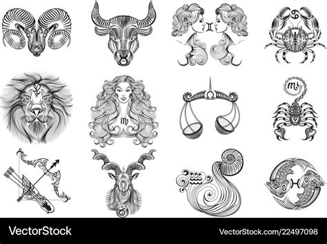 Signs Zodiac Tattoos Royalty Free Vector Image