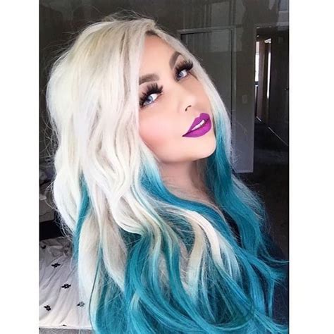 Blonde Teal Blue Ombre Dyed Hair White Ombre Hair Teal