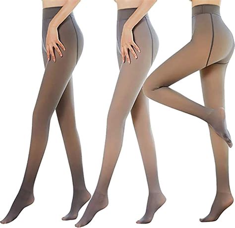 2 pairs flawless legs fake translucent warm fleece pantyhose for women cotton fleece lined