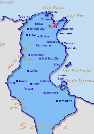 Carte De Tunisie Arts Et Voyages