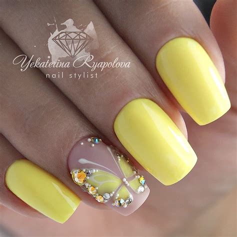 Blue and yellow butterfly nails. Pin by Denisa Pehlivanova on Nail design | Butterfly nail ...