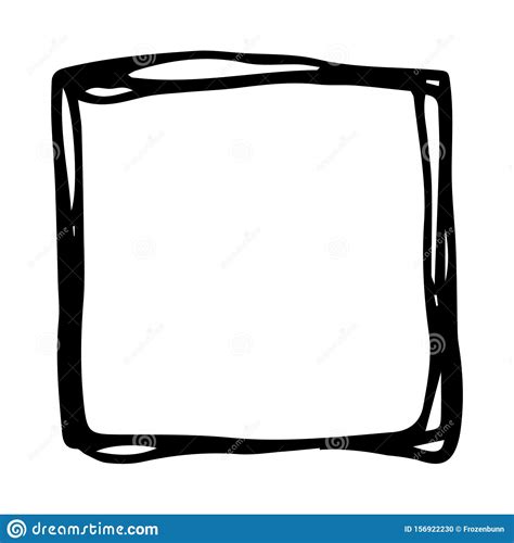 Hand Drawn Square Doodle Icon Hand Drawn Black Sketch Sign Cartoon