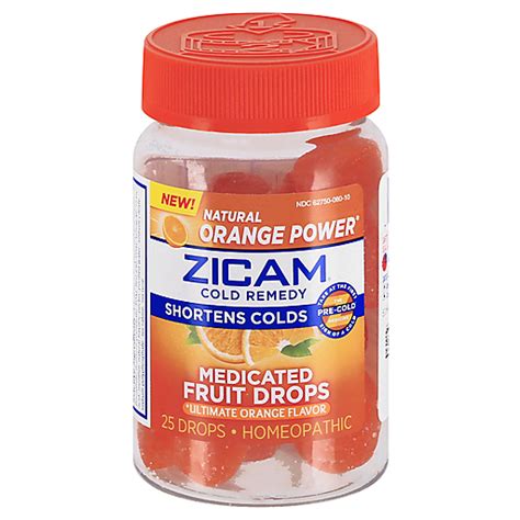Zicam Zinc Cold Remedy Medicated Fruit Drops Ultimate Orange Flavor 25ct Medicine Cabinet D