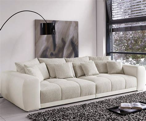 Big sofas mit textilüberzügen gehören zu den farbenfroheren modellen. Big-Sofa Valeska 310x135 mit Hocker Grau Cremeweiss Möbel ...