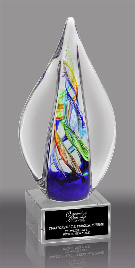 Flame Shaped Art Glass Award Trophy Depot