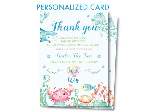Under The Sea Thank You Cards Shark Thank You Card Under The Etsy