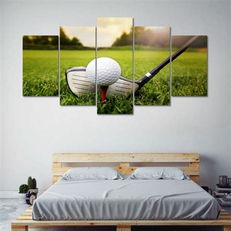 Golf Course Club Golfing Sport 5 Panel Canvas Art Wall Decor Canvas