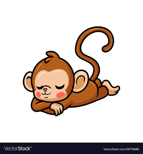 Cute Baby Monkey Cartoon Sleeping Royalty Free Vector Image