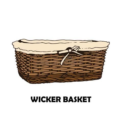 Wicker Basket Sketch Vector Seamless Pattern Hand Drawn Square Basket Stock Vector