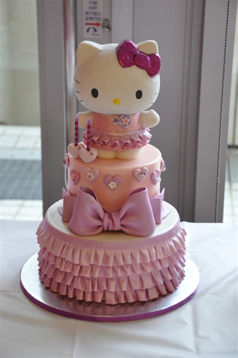 Hello kitty 2tier birthday cake. Hello Kitty Cake - CakeCentral.com