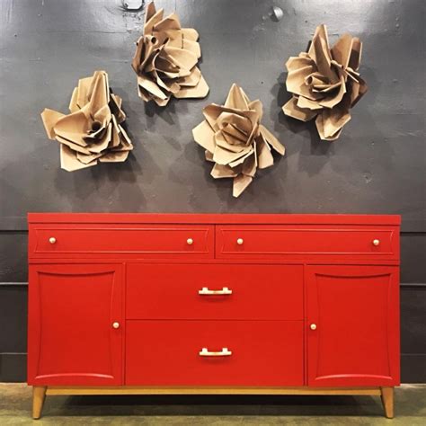 White or painted these bricks have a very modern look. Mid-Century Sideboard in Brilliant Brick Red | General ...