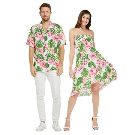 Hawaii Hangover Couple Matching Hawaiian Luau Shirt And Halter Dress In Tropical Patterns Men S