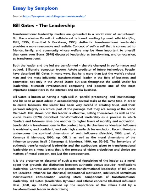 ≫ Bill Gates The Leadership Free Essay Sample On