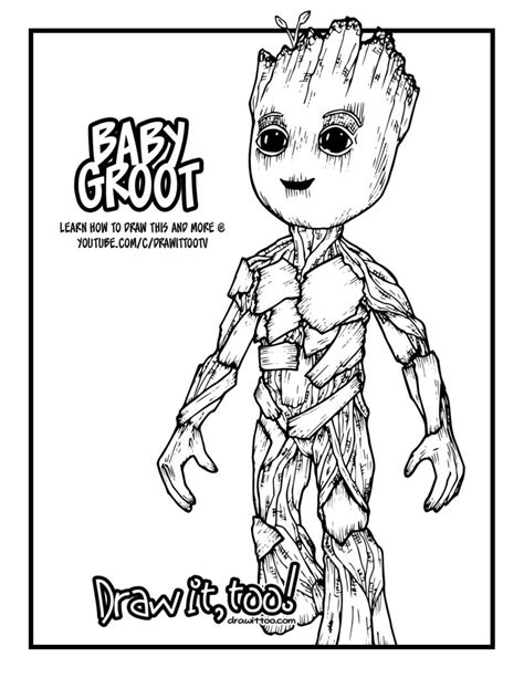 Baby Groot - Free Colouring Pages