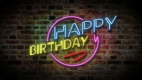 Happy Birthday Neon Sign On Stock Footage Video 100