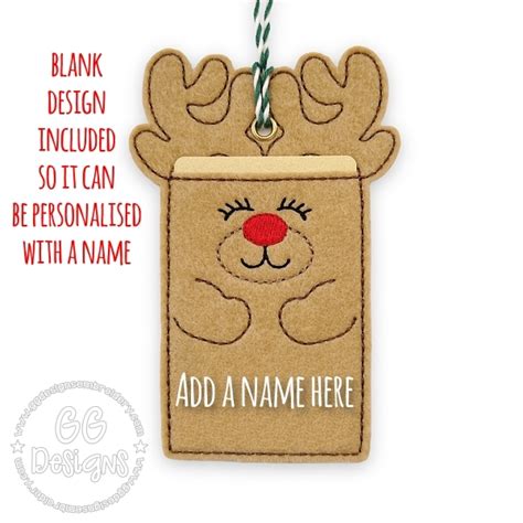 Reindeer Gift Card Holder In The Hoop GG Designs Embroidery