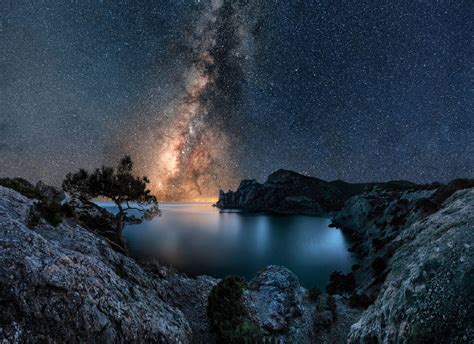 Milky Way Over Winter Lake