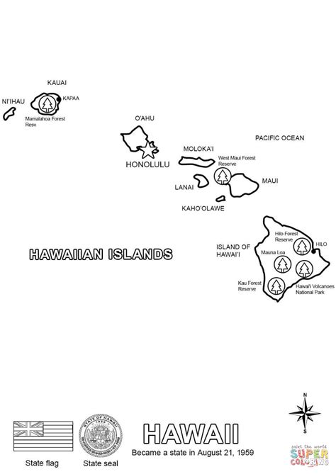 Hawaii Map Coloring Page Free Printable Coloring Pages