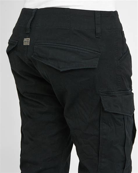 G Star Raw Black Rovic Pr Stretch Slim Fit Cargo Pants In Black For Men