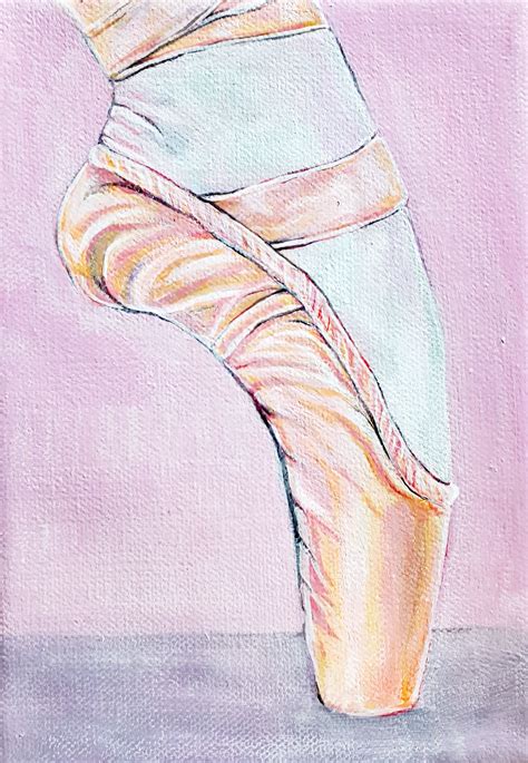 Ballet Pointe Shoe Original Acrylic Painting Etsy Sweden