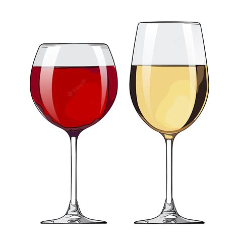 Premium Vector Red And White Wine Glasses