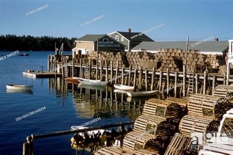 Quaint Harbor Village And Lobster Traps Friendship Maine Usa 1957