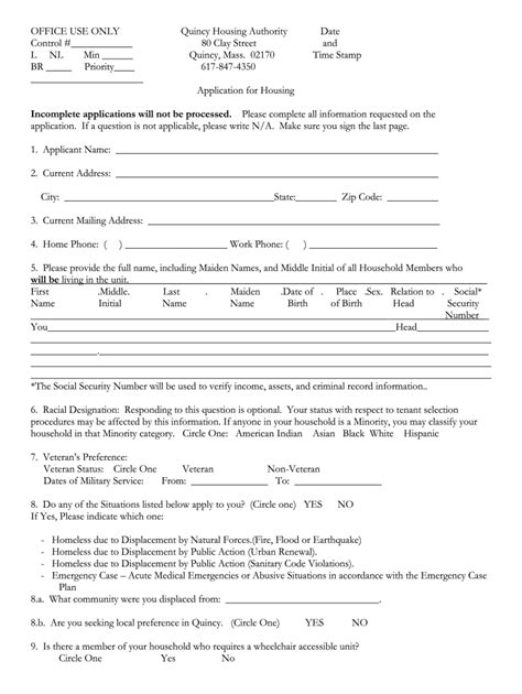 Housing Application Form Fill Online Printable Fillable Blank