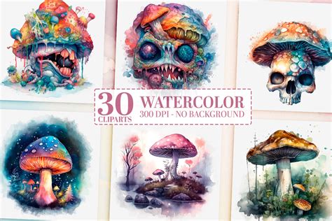 30 Mystical Mushroom Clipart Bundle Illustration Par Sharpmarketplace