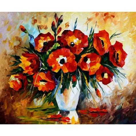 Modern Still Life Palette Knife Canvas Oil Paintings Red