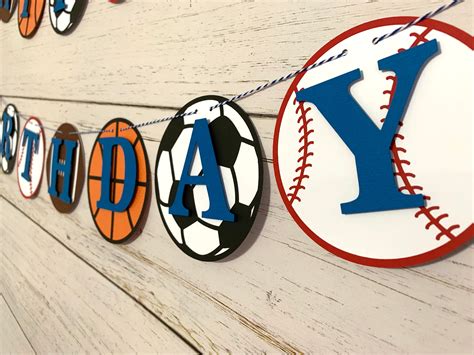 Sports Birthday Banner Happy Birthday Banner Sports Party Etsy