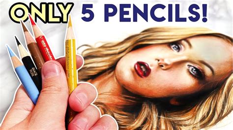 Drawing A Portrait With Only 5 Colored Pencils Youtube