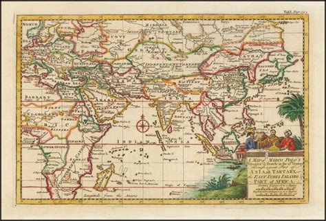 A Map Of Marco Polos Travels N The 13th Cent 1744 Barry Lawrence