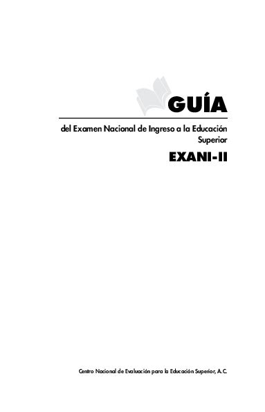 Pdf Del Examen Nacional De Ingreso A La Educación Superior GuÍa Exani