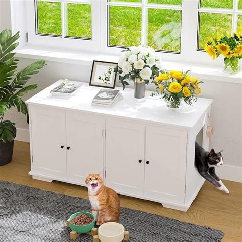 Wiawg Cat Litter Box Enclosure For Cats Modern Hidden Litter Box