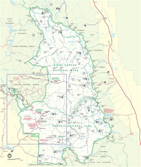Carte Plan Sequoia National Park Kings Canyon National Park