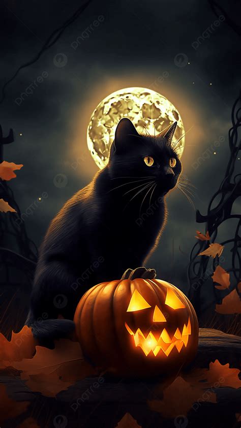 할로윈 검은 고양이 달빛 아름다운 배경 배경 화면 및 일러스트 무료 다운로드 Pngtree