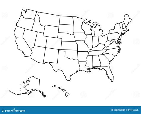 Blank Outline Map Of United States Of America Simplified Vector Map