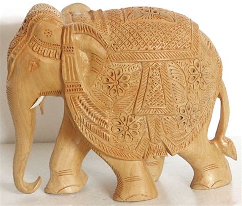 Decorated Elephant With Intricate Carvings
