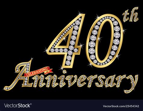 Celebrating 40th Anniversary Golden Sign With Vector Image