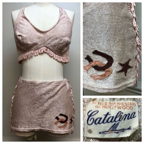 Vintage 1930s Catalina 2 Piece Swimsuit Western Cowgirl Bikini Fringe