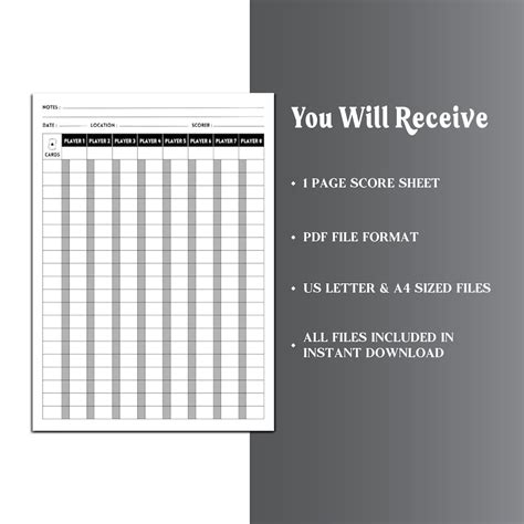 Oh Hell Card Game Score Sheet Printable Oh Hell Score Sheet Oh Hell