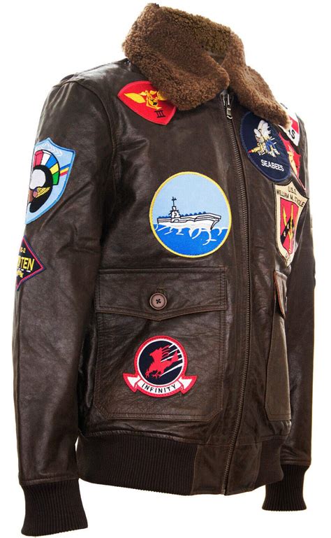 Mens Top Gun Air Force A2 Flight Leather Bomber Jacket With Sheepskin