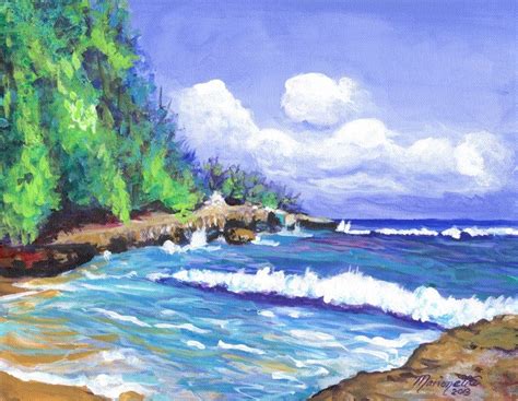 Mahaulepu Morning Original Acrylic Beach Ocean Painting From Kauai