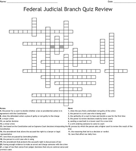 Judicial Branch In A Flash Icivics Answer Key Crossword Puzzle