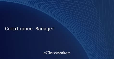 Compliance Manager Eclerx Markets