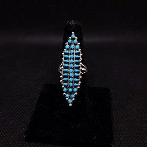 Vintage Navajo Cluster Petit Points Turquoise Sterling Silver Etsy