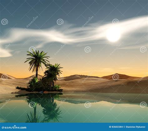 Oasis In The Desert Stock Illustration Illustration Of Exotic 83602384